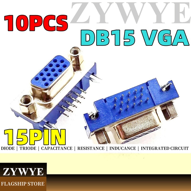 Vga หัวเชื่อม DB15 HDR15 DR15 หัวหญิง 3.08 ข้อศอกซ็อกเก็ตขั้วต่อสามแถว