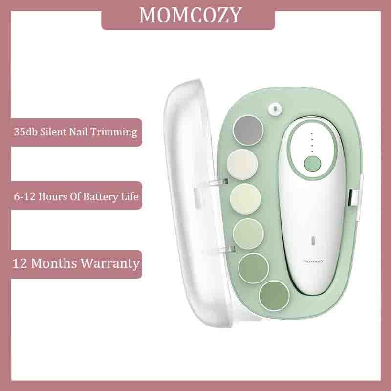 ตะไบเล็บเด็ก Momcozy Electric, เครื่องตัดเล็บเด็กอ่อนโยน แบบชาร์จไฟฟ้า, กรรไกรตัดเล็บเด็กไฟฟ้า, แผ่นเปลี่ยนหัวเจียร 7 แผ่น