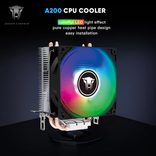 Jungle Leopard A200 PLUS A220 PLUS CPU Cooler สี LED 2 ท่อความร้อนที่มีประสิทธิภาพ Cooling 90 มม.PC Cooler พัดลม 3PIN อินเทอร์เฟซสําหรับ Intel LGA1155 LGA1200 LGA1700 AMD FM2 + AM4 AM5