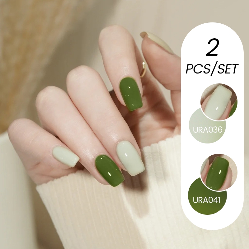 Ur SUGAR 2 ชิ้นชุดเจลสีเขียว Macaroon สี UV Nail Art Glitter เล็บเจลเล็บ 15ML
