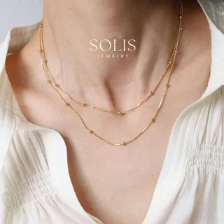 สร้อยคอโซ่พื้นฐานลูกปัด • เครื่องประดับไร้สารกันน้ํา • สร้อยคอสําหรับผู้หญิง NL129