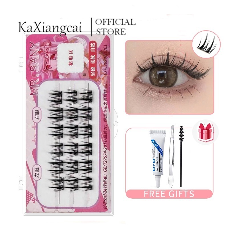 ส่วนหอรูปปีกคู่คมข้าวสาลีขนตาปลอมบางสีดําหนาทารกตุ๊กตาบาร์บี้แซนวิชปีศาจธรรมชาติจําลองธรรมชาติแต่งงานขนตาปลอมแยกเส้นใย