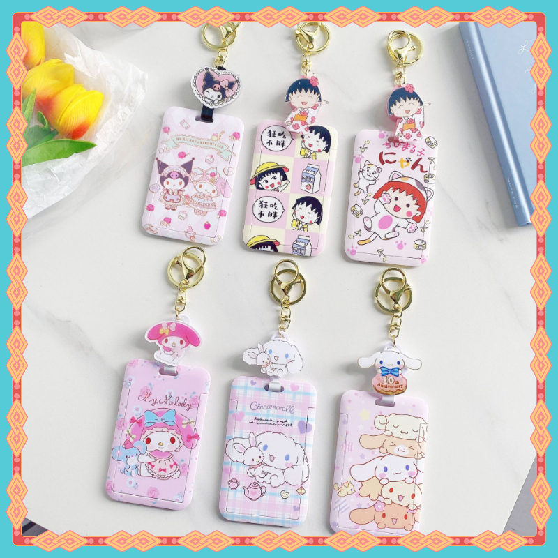 ใหม่ Sanrio Multi-Function Retractable Card Holder ป้ายชื่อ ID Swip สะดวก ป้องกันบัตรธนาคาร รถบัส บัตรเข้างาน บัตรนักเรียน พร้อมสายคล้องป้องกัน遗失 และเคสใส่รูปถ่ายโพลารอยด์