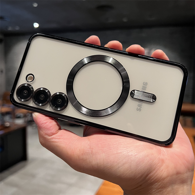 SAMSUNG ชุบเคสแม่เหล็กสําหรับsamsung Galaxy A16 A55 A35 A15 A06 ปลอกโปร่งใสTPUนุ่มกันกระแทก