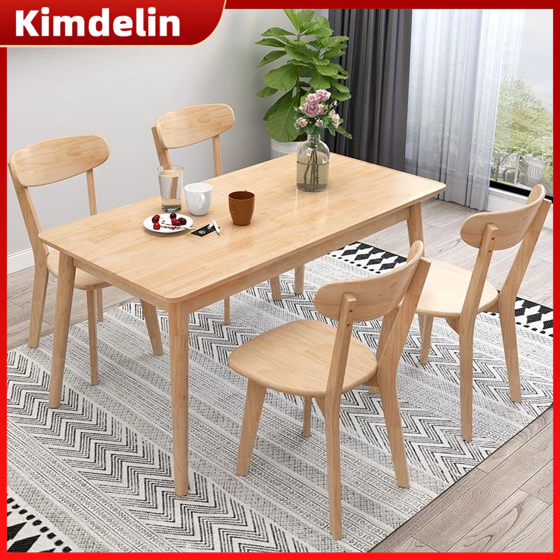 KIMDELIN โต๊ะรับประทานอาหารไม้ 140/120/100 ซม. ขาไม้เนื้อแข็ง thumbnail 7