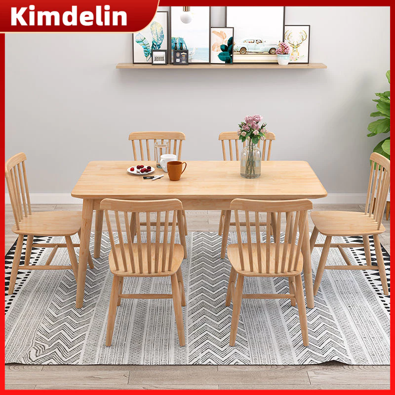 KIMDELIN โต๊ะรับประทานอาหารไม้ 140/120/100 ซม. ขาไม้เนื้อแข็ง thumbnail 3