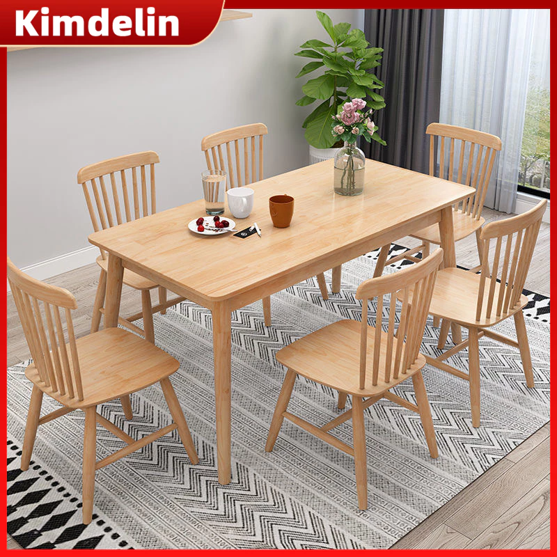 KIMDELIN โต๊ะรับประทานอาหารไม้ 140/120/100 ซม. ขาไม้เนื้อแข็ง