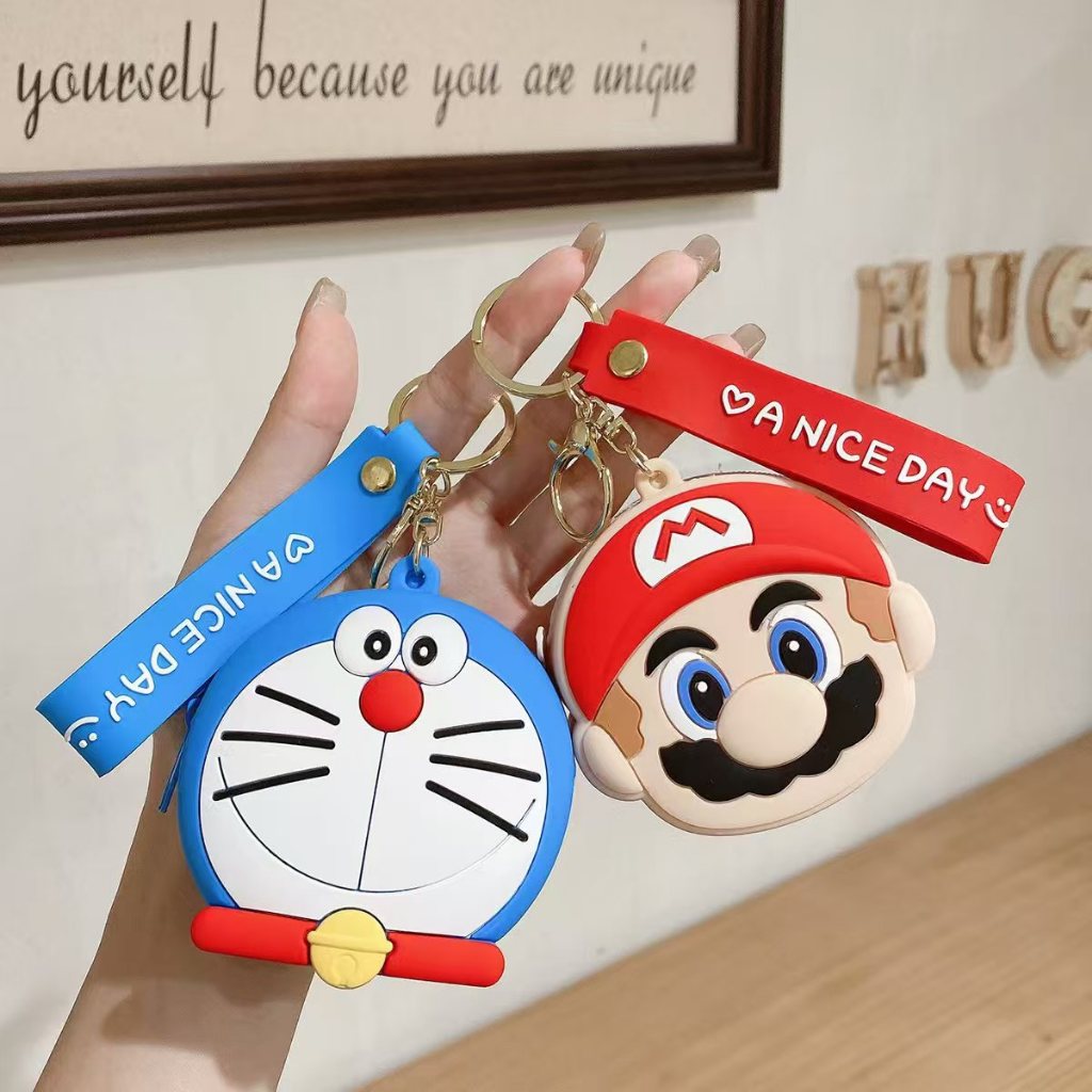 การ์ตูน Dingdang Cat Mario Puppy Dog Minnie กระเป๋าสตางค์ขนาดเล็กน่ารักซิลิโคน Mini Storage พวงกุญแจ Zero Wallet