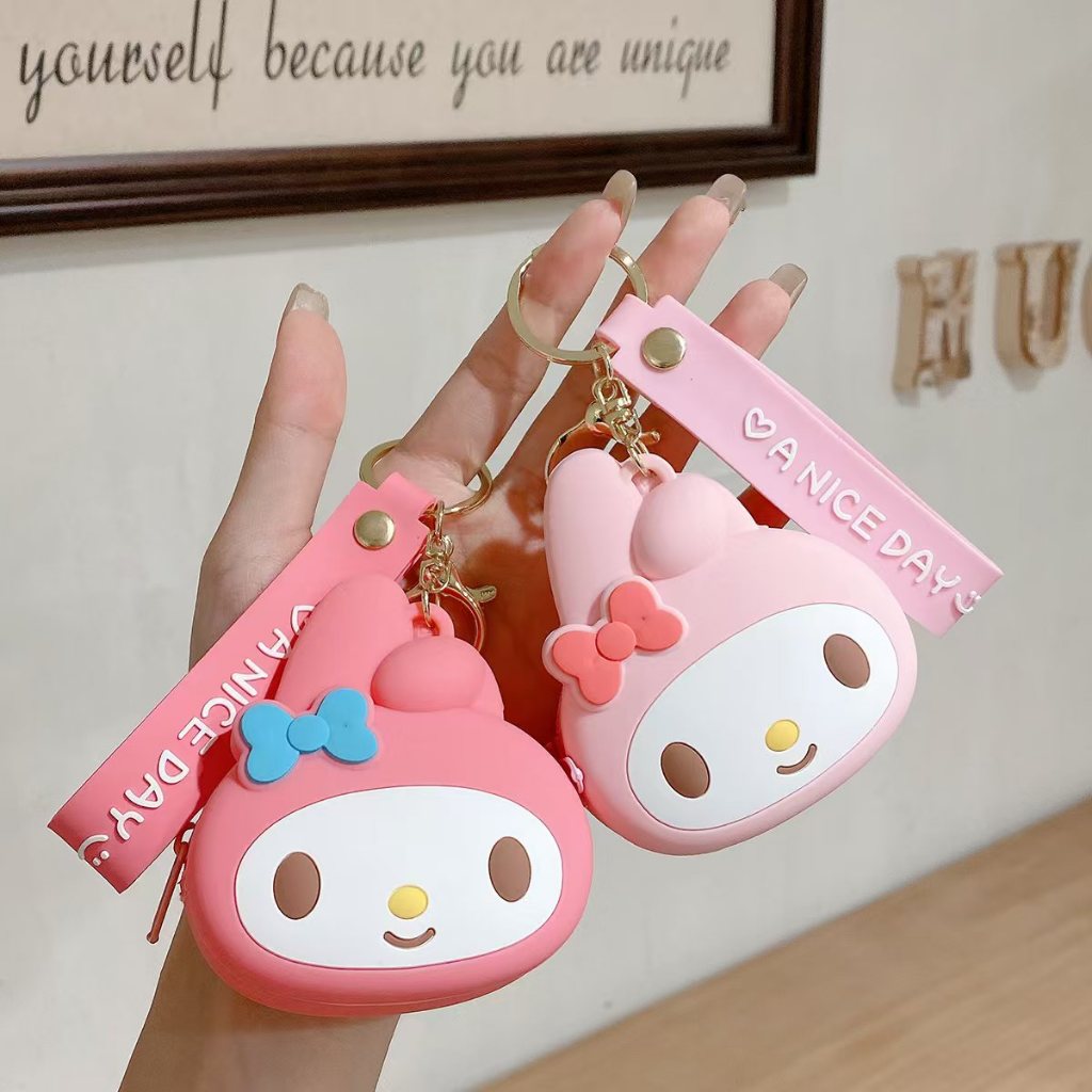 การ์ตูน Dingdang Cat Mario Puppy Dog Minnie กระเป๋าสตางค์ขนาดเล็กน่ารักซิลิโคน Mini Storage พวงกุญแจ Zero Wallet