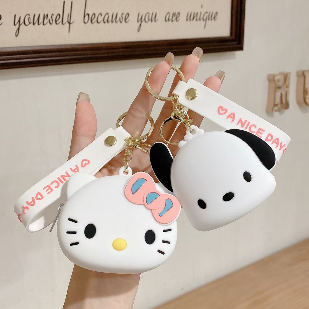 การ์ตูน Dingdang Cat Mario Puppy Dog Minnie กระเป๋าสตางค์ขนาดเล็กน่ารักซิลิโคน Mini Storage พวงกุญแจ Zero Wallet