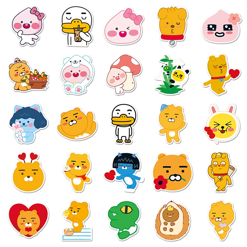 50 ชิ้น Kakaofriends สติกเกอร์ตกแต่ง Scrapbooking เครื่องเขียนสร้างสรรค์ของขวัญเล็กๆสําหรับเด็ก