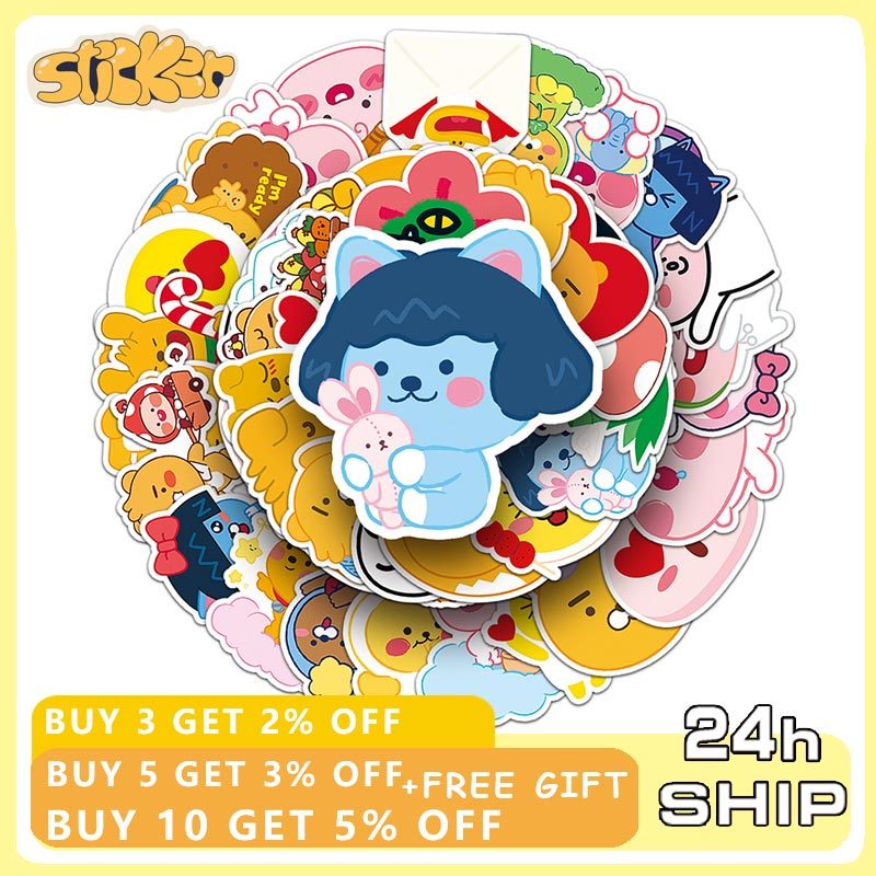 50 ชิ้น Kakaofriends สติกเกอร์ตกแต่ง Scrapbooking เครื่องเขียนสร้างสรรค์ของขวัญเล็กๆสําหรับเด็ก
