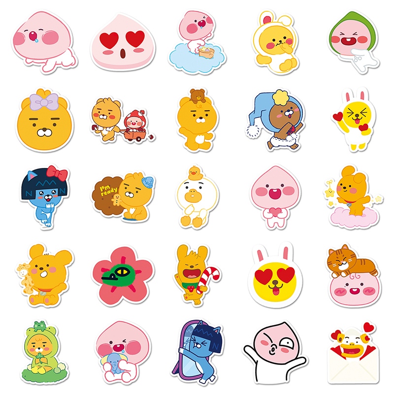 50 ชิ้น Kakaofriends สติกเกอร์ตกแต่ง Scrapbooking เครื่องเขียนสร้างสรรค์ของขวัญเล็กๆสําหรับเด็ก