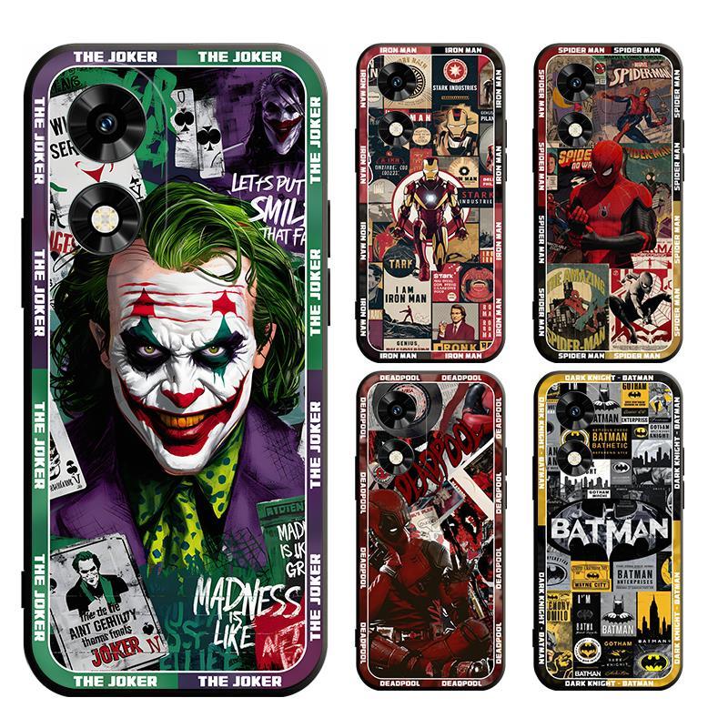 สําหรับ OPPO A18 A38 A58 A98 A78 A54 A17K A93 A94 A92 A52 RENO 4F 5F PRO 4G 5G Marvel Heroes Matte ตรงกรณีสีดํานุ่ม