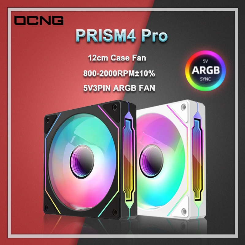 Ocng PRISM 4 PRO คอมพิวเตอร์พัดลม 12 ซม.4PIN PWM Mute 800-1800RPM Infinite กระจก 5V 3PIN ARGB เมนบอร์ด light Sync Cooler พัดลม