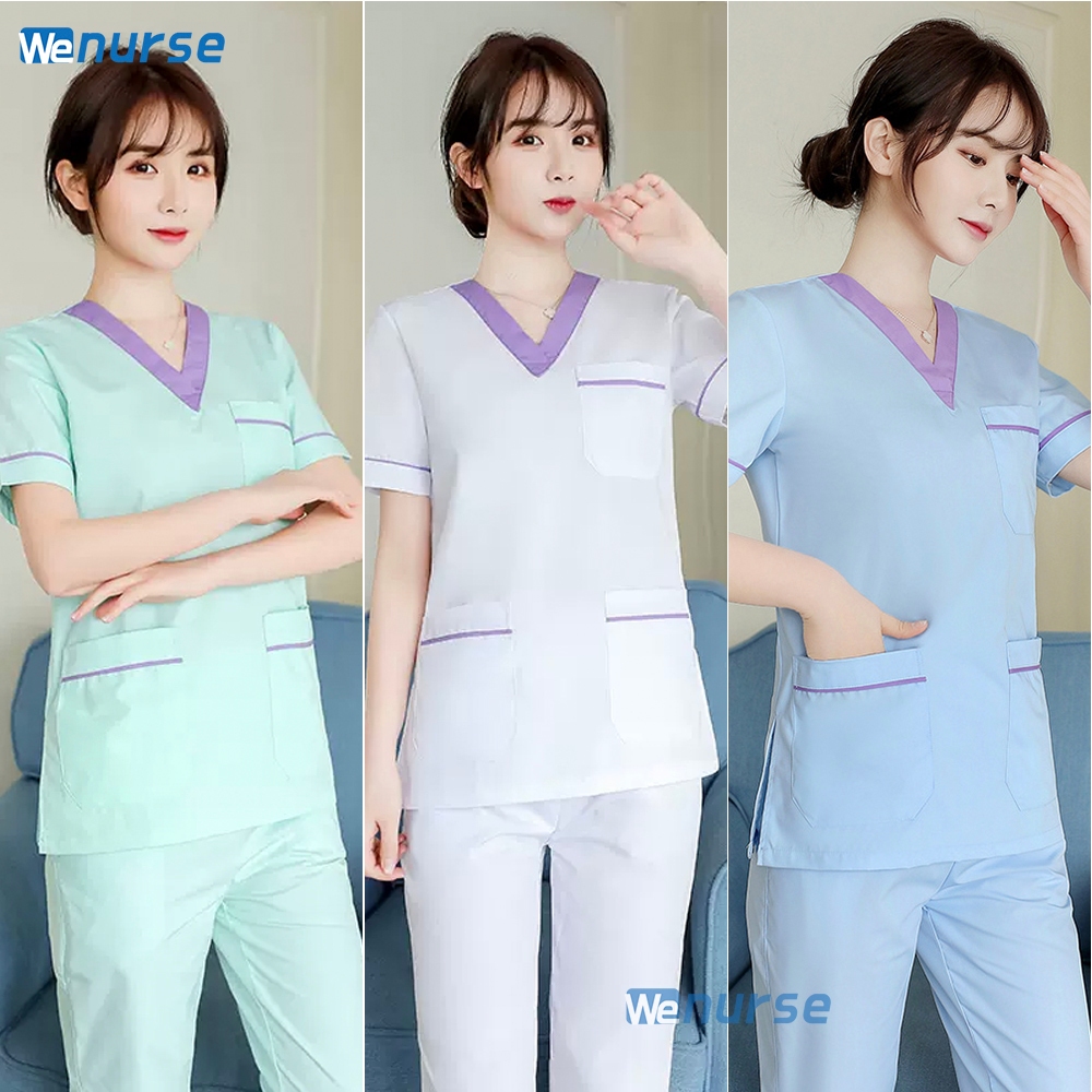 Medical SCRUB SUIT BAJU SCRUB TOP+PANTS DOCTOR NURSE UNIFORMS