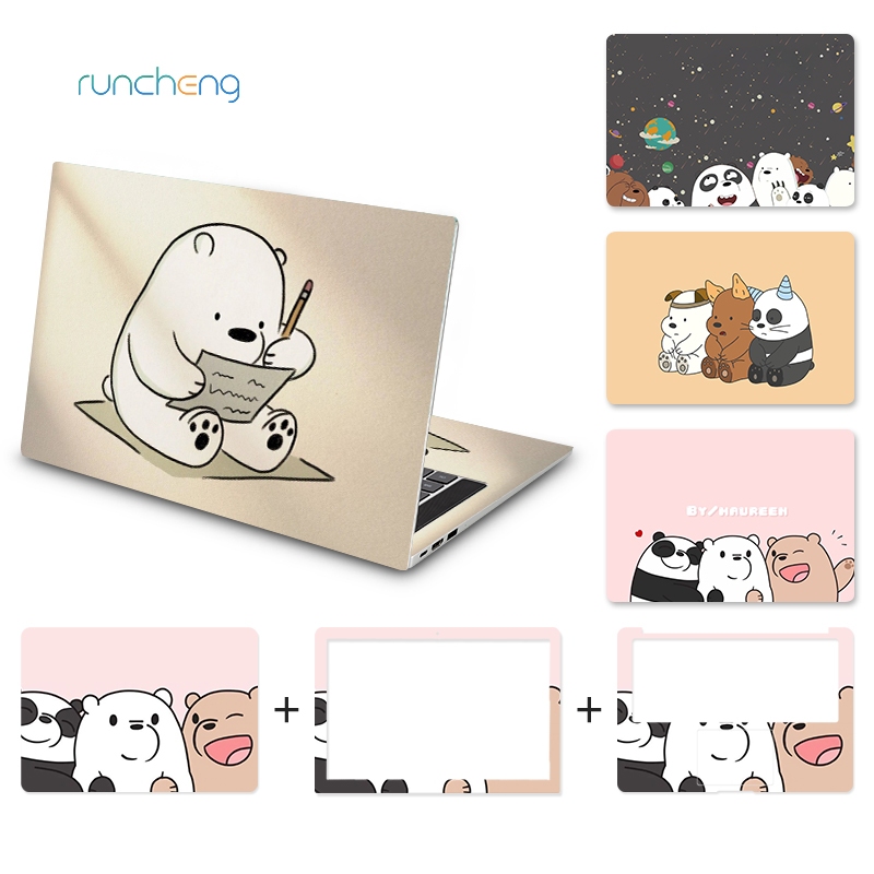 【3 ชิ้น】We Bare Bears ออกแบบแล็ปท็อปสากลผิวกันน้ำกันฝุ่นวัสดุพีวีซีสติ๊กเกอร์ 10/12/13/14/15/17