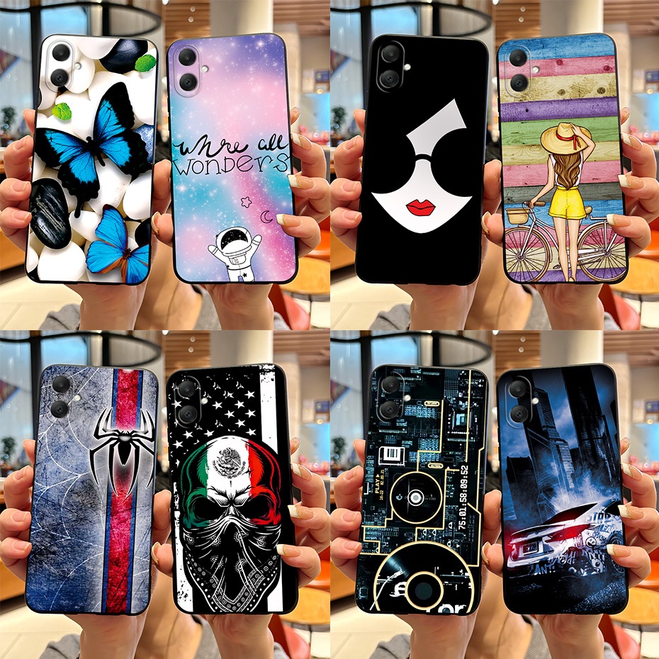 สําหรับ Samsung Galaxy A06 เคสโทรศัพท์สีดํา Matte กันชนซิลิโคนอ่อนนุ่มแฟชั่นสาวกรณี