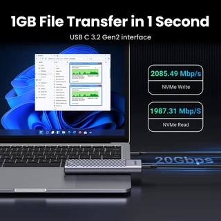 Ugreen M2 SSD กรณี M.2 NVMe SATA SSD Enclosure อะแดปเตอร์ 20Gbps USB 3.2 Gen2 USB C กล่องภายนอกรองรับปุ่ม M และ B & M
