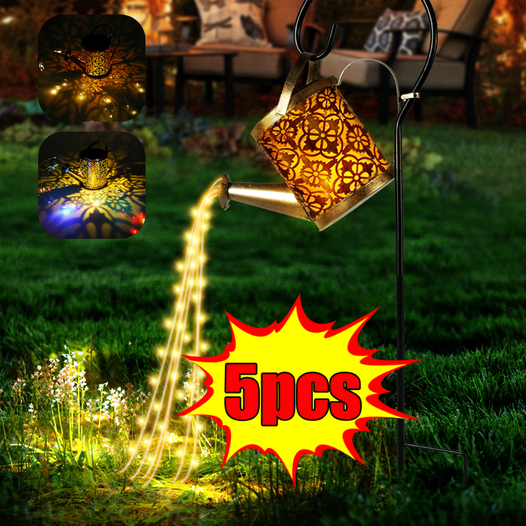 รดน้ําต้นไม้พลังงานแสงอาทิตย์ Retro โลหะ 36LED Fairy ไฟกาต้มน้ํากันน้ํา String ไฟตกแต่งสวน