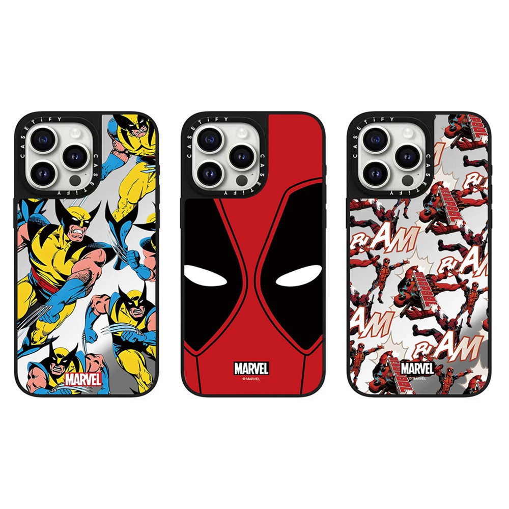 Casetify iPhone 15 14 Pro Max Cool Marvel Deadpool Mask Case สําหรับ iPhone 13 12 Pro Max Hard PC ฝา