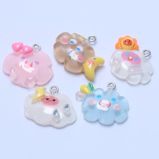 10pcs ใหม่ Kawaii เรซิ่น Smile Face จี้ Cloud Sun Moon Charm DIY สร้อยคอสร้อยข้อมือต่างหูพวงกุญแจอุปกรณ์เสริม