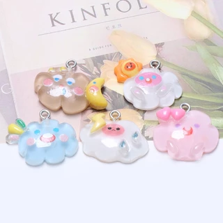 10pcs ใหม่ Kawaii เรซิ่น Smile Face จี้ Cloud Sun Moon Charm DIY สร้อยคอสร้อยข้อมือต่างหูพวงกุญแจอุปกรณ์เสริม