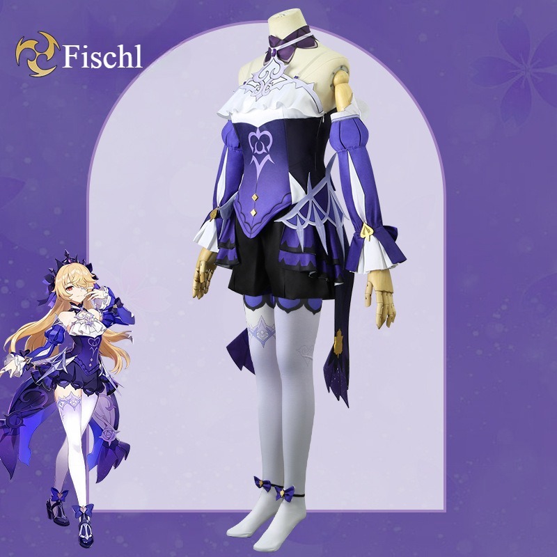 Genshin Impact Fischl Ein Immernachtstraum Gothic Goth คอสเพลย์เครื่องแต่งกายอะนิเมะ Mihoyo เกมเสื้อ