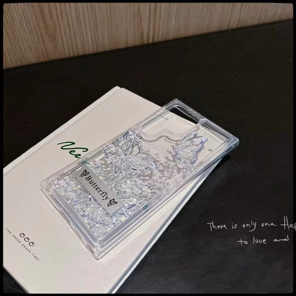 สําหรับ Samsung S25 S24 Ultra S21 S22 Plus S23 ผีเสื้อหรูหรา Glitter Liquid Bling Stand Case Cover - รูปที่ 3