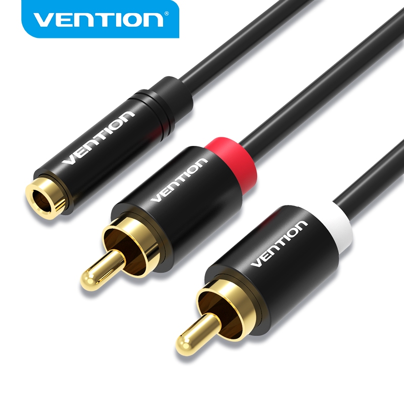 Vention สายสัญญาณเสียง 3.5 มม. ถึง 2RCA Male to 2RCA Female Male สําหรับแล็ปท็อป