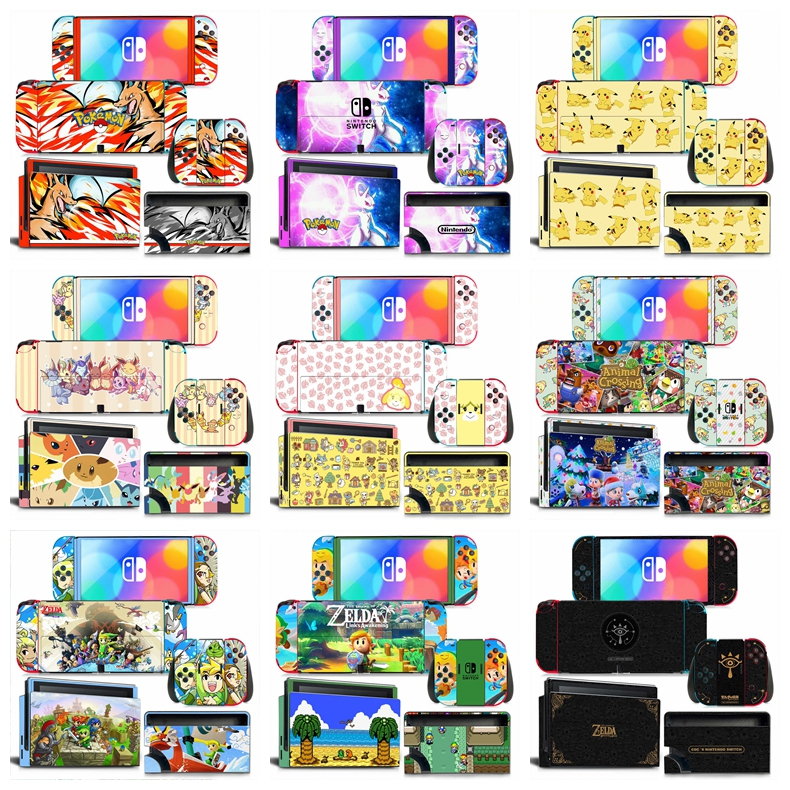 50 รูปแบบสติกเกอร์ผิวใช้งานร่วมกับ Nintendo Switch OLED ไวนิล Decal รูปแบบที่สวยงามชุดฟิล์มป้องกันสําหรับ NS คอนโซล & Joy-Con Controller & Dock