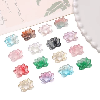 ลูกปัดดอกบัวแก้ว 2 รู 21x16mm 5 ชิ้น สีใส สำหรับ DIY งานเครื่องประดับแฮนด์เมด