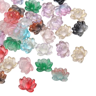 ลูกปัดดอกบัวแก้ว 2 รู 21x16mm 5 ชิ้น สีใส สำหรับ DIY งานเครื่องประดับแฮนด์เมด