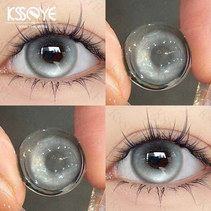 2 ชิ้น คอนแทคเลนส์ Mini Twilight lamp สีเทา/น้ําเงิน (KSSEYE) Mini size 14.2MM ลายสุดฮิตในเกาหลี
