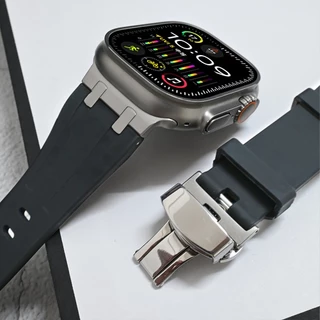 สายรัดซิลิโคนอ่อนนุ่มสําหรับ iWatch Ultra 2 1 49 มม.Series 9 8 7 41 45 มม.ยางสําหรับ iWatch 6 5 4 se 42 มม.44 มม.สร้อยข้อมือบุรุษ