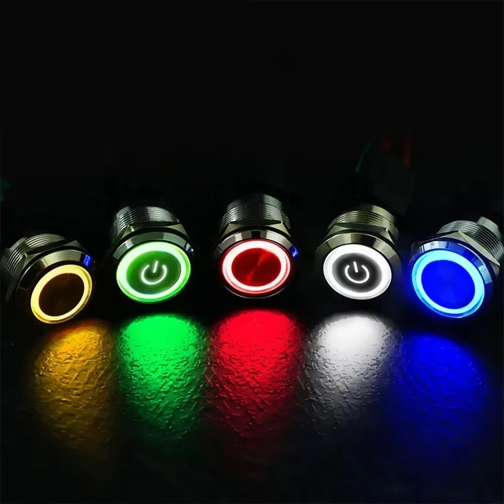 สวิตช์ปุ่มกด LED ส่องสว่างสูง 22 มม. Momentary Latching รูปที่ 2