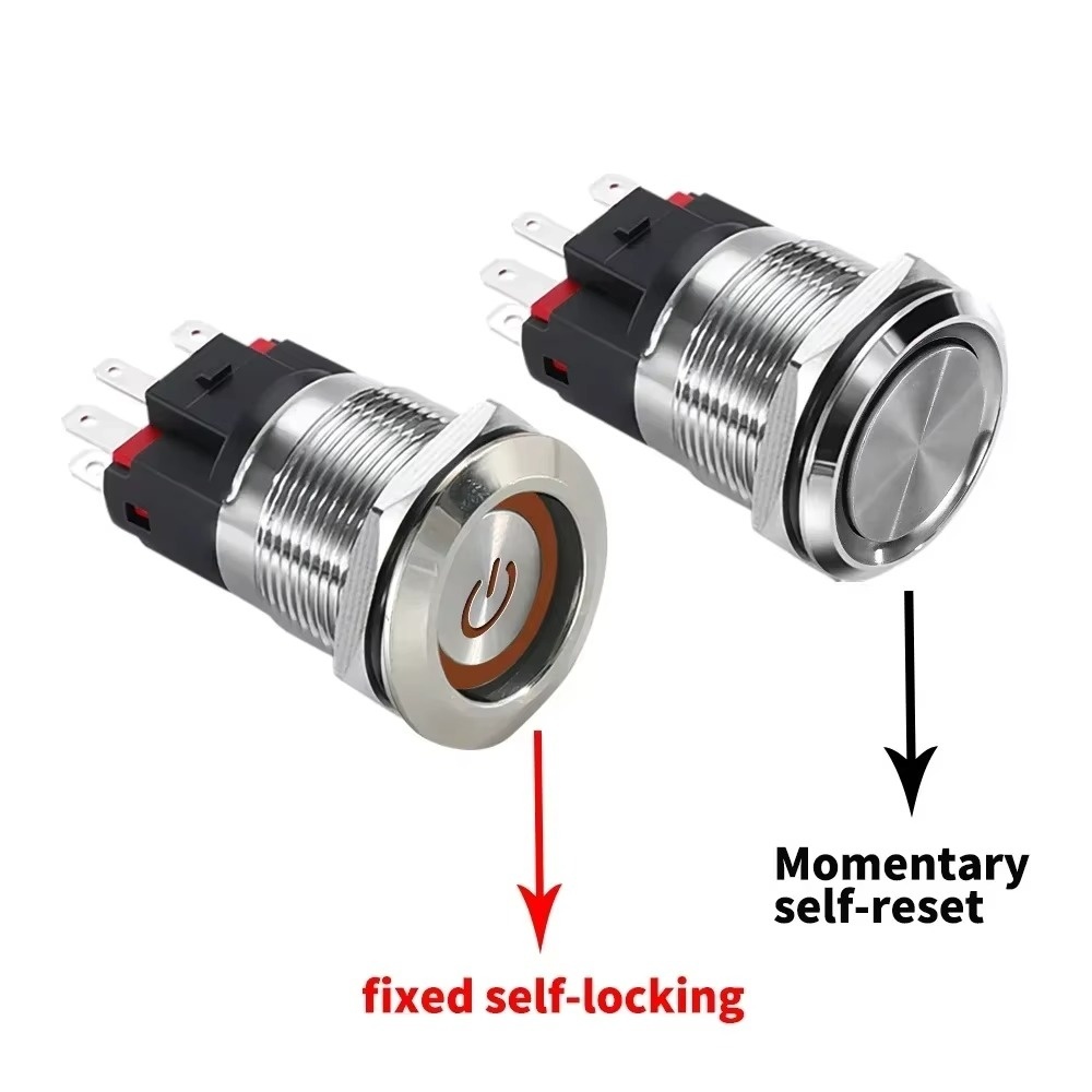 สวิตช์ปุ่มกด LED ส่องสว่างสูง 22 มม. Momentary Latching รูปที่ 5