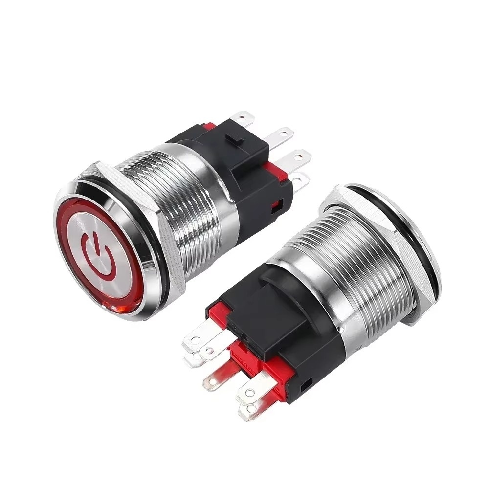 สวิตช์ปุ่มกด LED ส่องสว่างสูง 22 มม. Momentary Latching รูปที่ 6