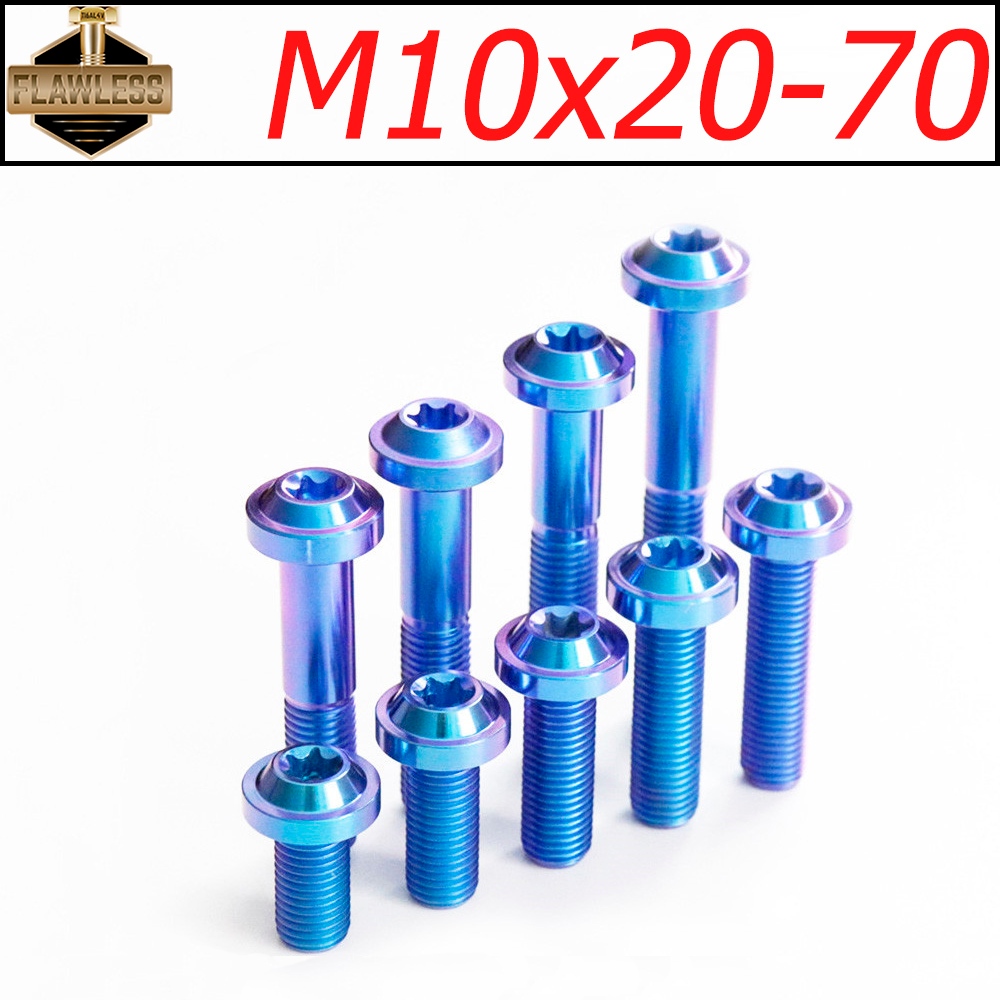 FLAWLESSTI M10x20-70x1.25 Pitch น๊อตไททาเนียม เกรด5 น็อตยึดขาปั้มล่าง น็อตยึดปั้มหน้า-หลัง สวิงอาร์ม น็อตยึดท่อ Honda Forza 350 Giorno 125 PCX 160 Wave 125i Yamaha Xmax 300