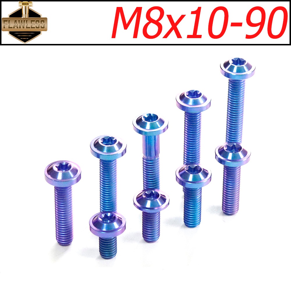 FLAWLESSTI M8X15-90 ดิสก์เบรกโรเตอร์ คาลิปเปอร์ ท่อไอเสียด้านหลัง ตัวยึดด้านหลัง Gr5 สลักเกลียวไทเทเนียม สําหรับ Honda Forza 350 Giorno 125 PCX 160 Wave 125i Yamaha Xmax 300