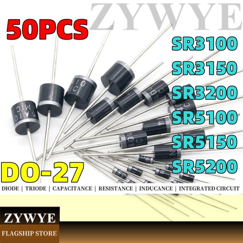 50pcs SR3100 SR5100 Shoteki ไดโอด SR3150 SR3200 SR5150 SR5200 In-Line ไดโอด Shoteki 5A 3A 100V 200V 150V