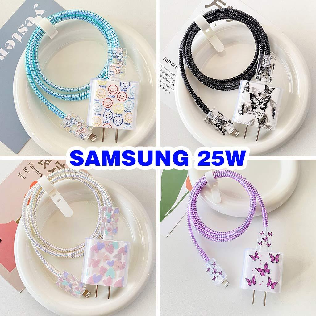 ซัมซุง 25w | ชุด 5 ชิ้นสายเคเบิลฝาครอบป้องกันแพคเกจ & หัวชาร์จสําหรับ Samsung Charger 25w