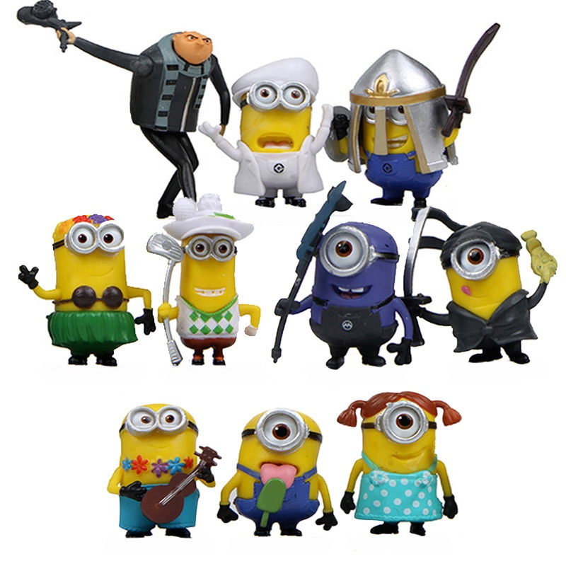 อะนิเมะ Gru Despicable Me ตุ๊กตา Miniatures ตัวเลขการกระทํา Minions Bob ตุ๊กตาสะสมของเล่นเด็กชุด
