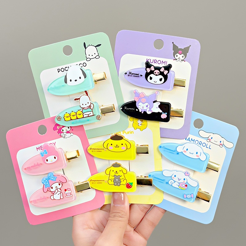 2 ชิ้น/เซ็ต Sanrio กิ๊บติดผม ไม่ทิ้งร่องรอย สีชมพู สาวหวาน หัวใจ ด้านข้าง กิ๊บหน้าม้า การ์ตูนน่ารัก เครื่องประดับผม อเนกประสงค์ 2024