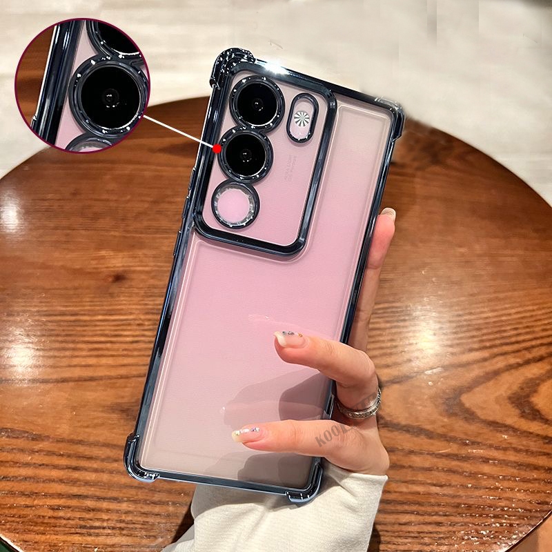 เคสใสสําหรับvivo V40 V30 V29 V27 Pro Air-Bag Anti-Fallโปร่งใสTPUนุ่มโทรศัพท์ปลอกเลนส์ฟิล์มคลุมทั้งหมด
