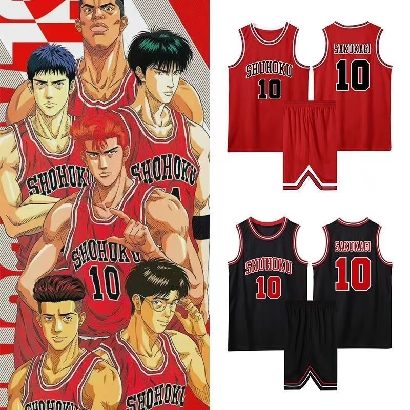 Slam Dunk เสื้อบาสเก็ตบอล Hanamichi Sakuragi/Rukawa Kaede ชุดกีฬาพร้อมเสื้อกั๊กและกางเกงขาสั้นสําหรับผู้ใหญ่และเด็ก