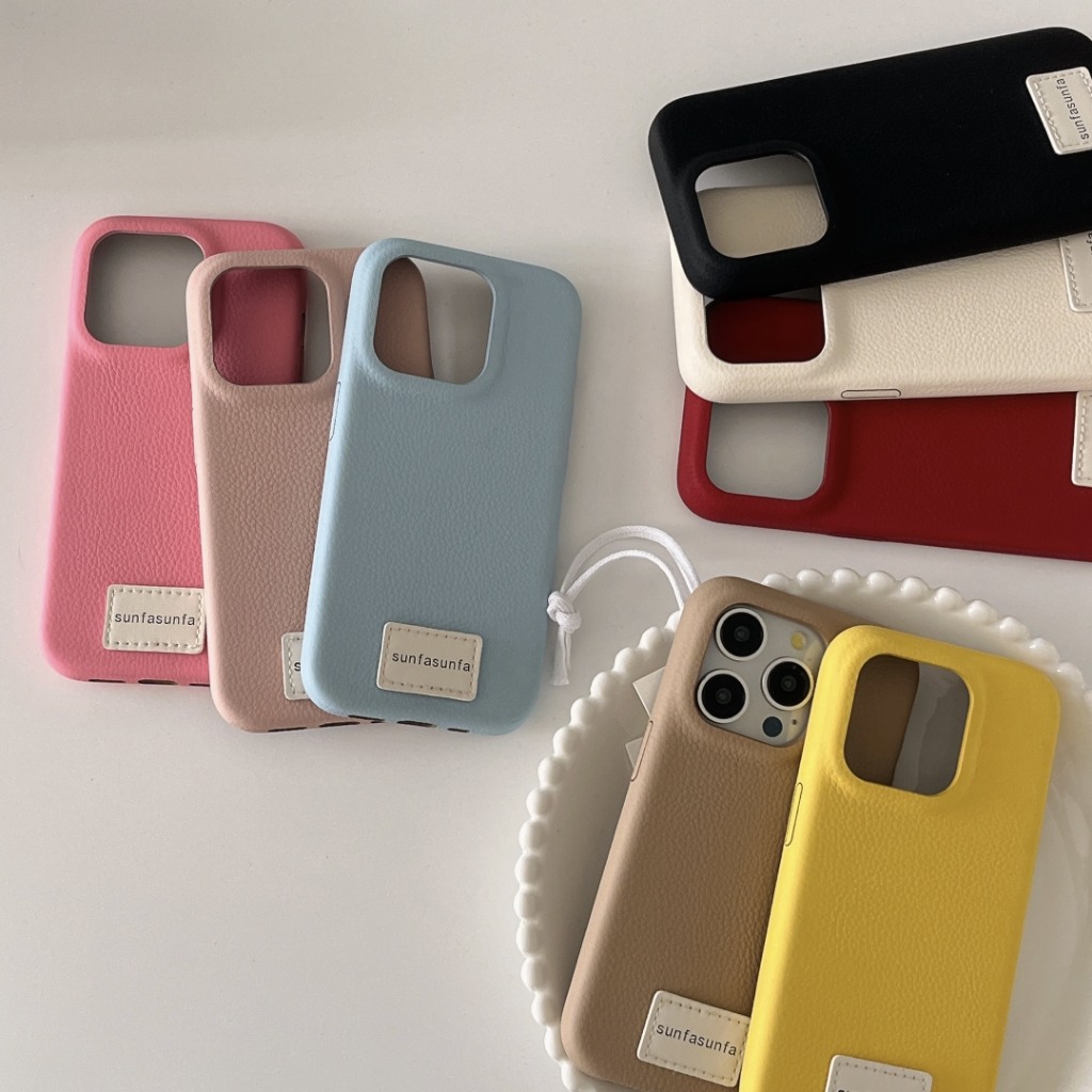 แฟชั่นหนังลิ้นจี่พร้อมเคสโทรศัพท์สีทึบสําหรับ iPhone 12 13 14 15 16 Pro Max กันกระแทกฝาหลัง