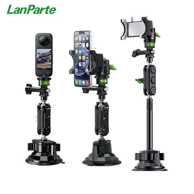 Lanparte Professional Anti-Shakeing รถยิงรถนําทาง Lamparte รถยิงผู้ถือโทรศัพท์ Selfie คงที่ Universal ดูดถ้วยผู้ถือโทรศัพท์มือถือผู้ถือรถ