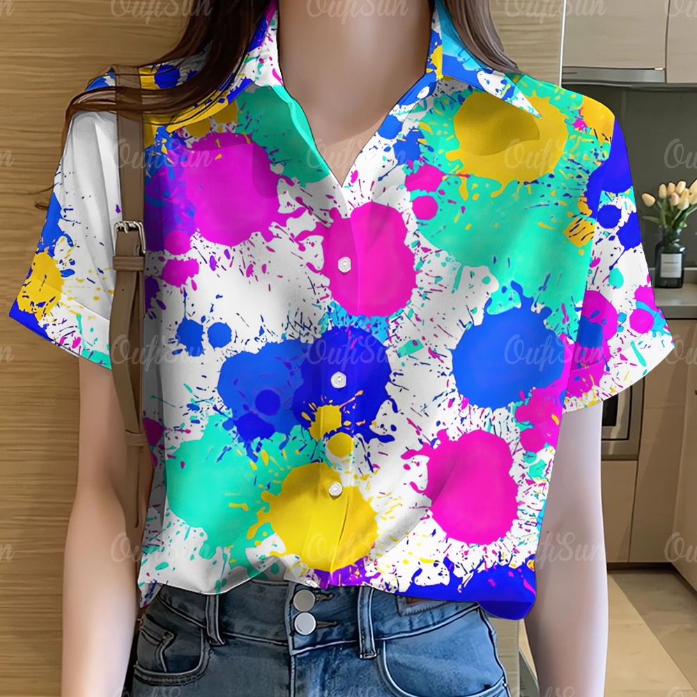 [Ready Stock] Thai Local Shirt Royal Short Sleeve Shirt Oversized Loose Retro Shirt Women’s Thai Shirt 2024