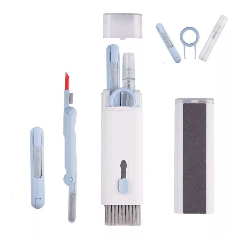 7 in 1 Multi-functional แล็ปท็อปคีย์บอร์ดแปรงหูฟังทําความสะอาดปากกาแบบพกพา Keycap Puller เครื่องมือทําความสะอาดชุดทําความสะอาด